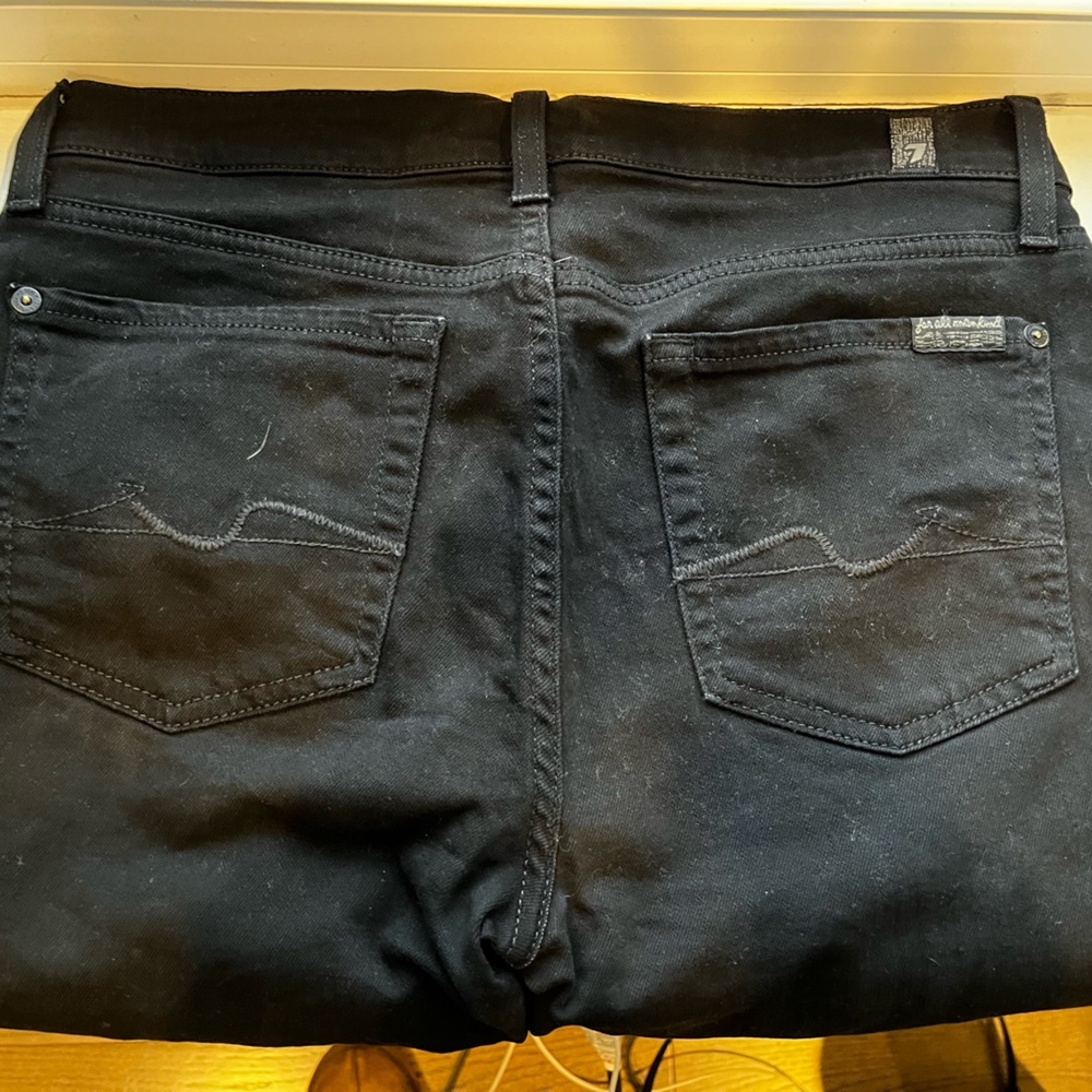 7 FOR ALL MANKIND BLACK MID RISE SKINNY JEANS Size 28 - Picture 6 of 7